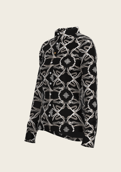 Roped Bridles on Black Ladies Button Shirt