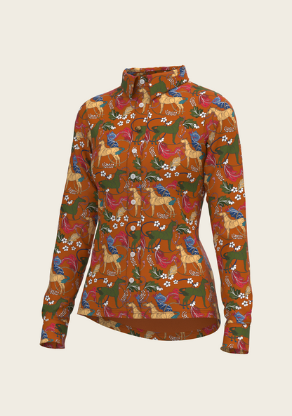 Flower Power Ladies Button Shirt