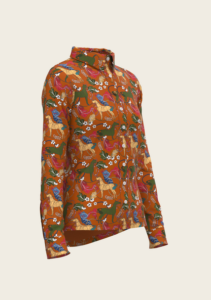 Flower Power Ladies Button Shirt