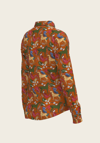 Flower Power Ladies Button Shirt