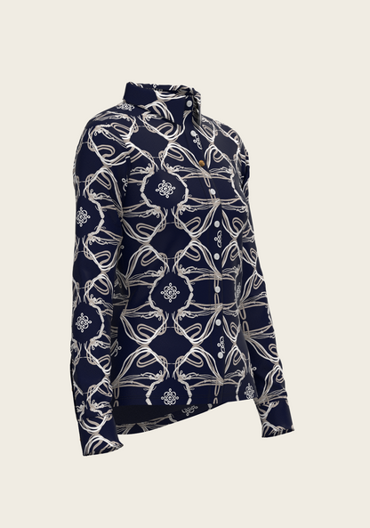 Roped Bridles on Navy Ladies Button Shirt