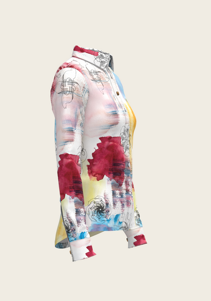 Horse Flower Fair Ladies Button Shirt