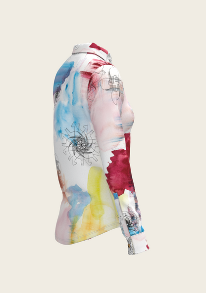 Horse Flower Fair Ladies Button Shirt