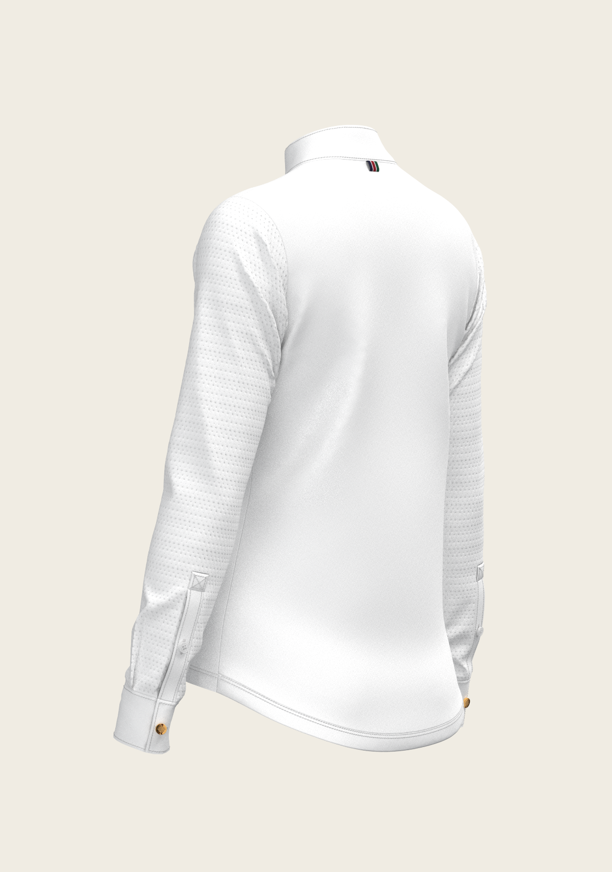  White with Rosettes in Lime Green Inner Details Long Sleeve Show Shirt