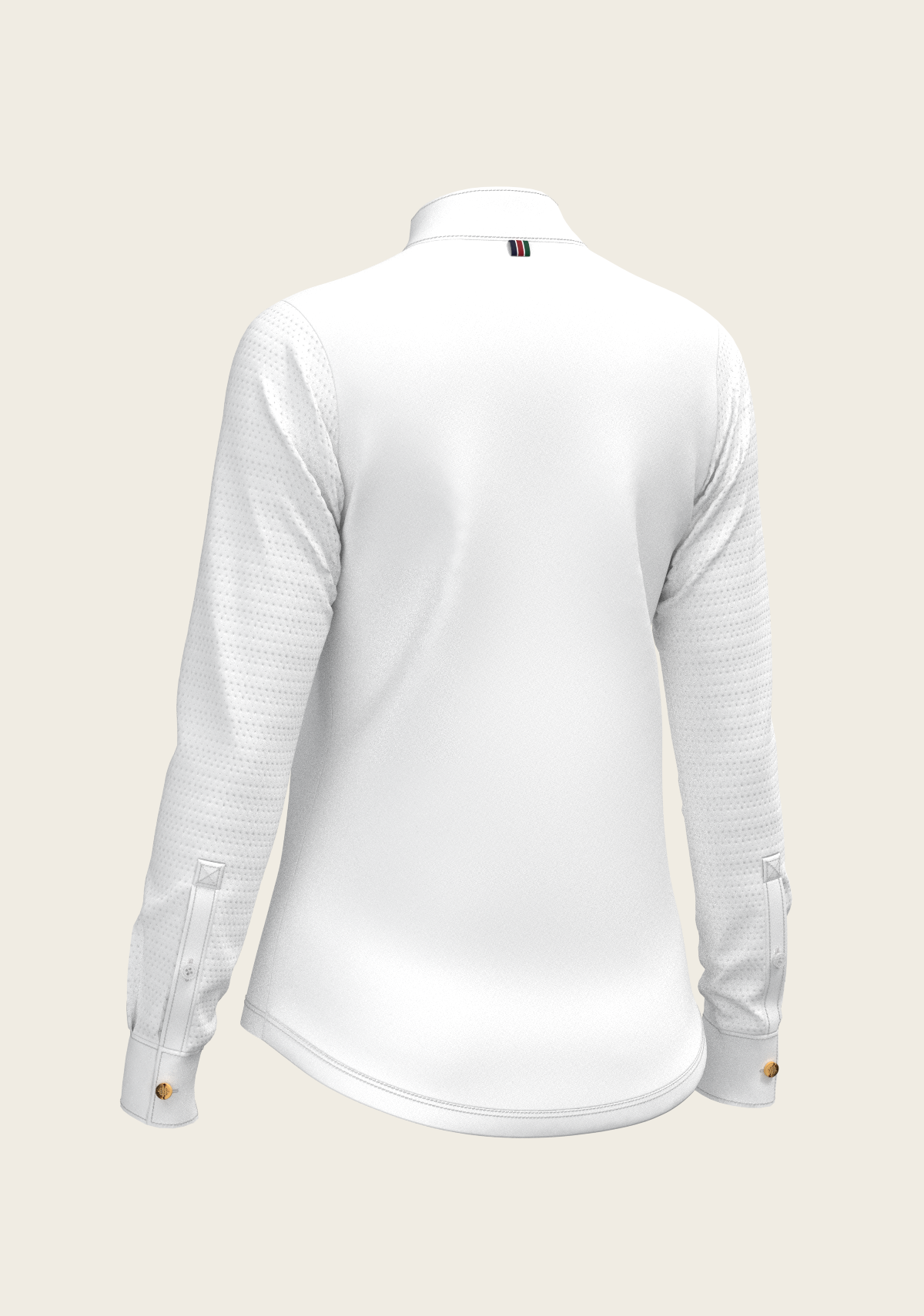  White with Rosettes in Lime Green Inner Details Long Sleeve Show Shirt