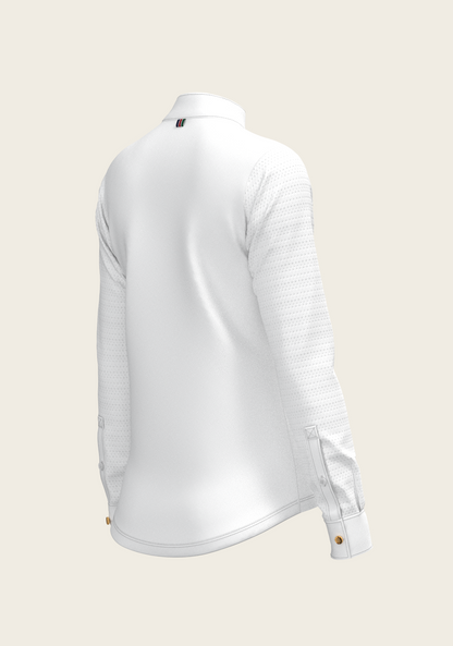  White with Navy Stripes Inner Details Long Sleeve Show Shirt