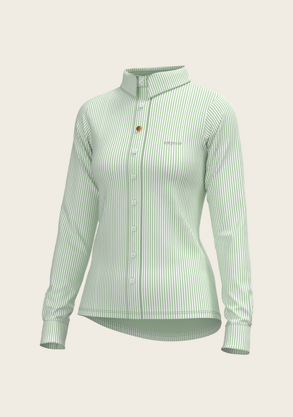 Stripes on Lime Ladies Button Shirt