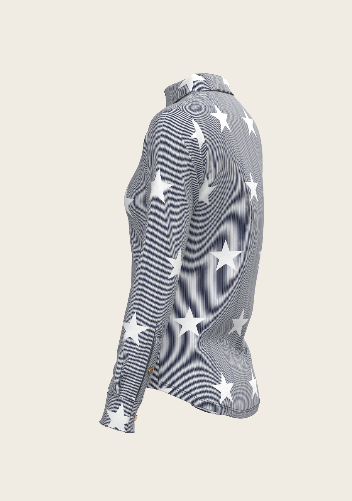  Stars on Blue Stripes Ladies Button Shirt