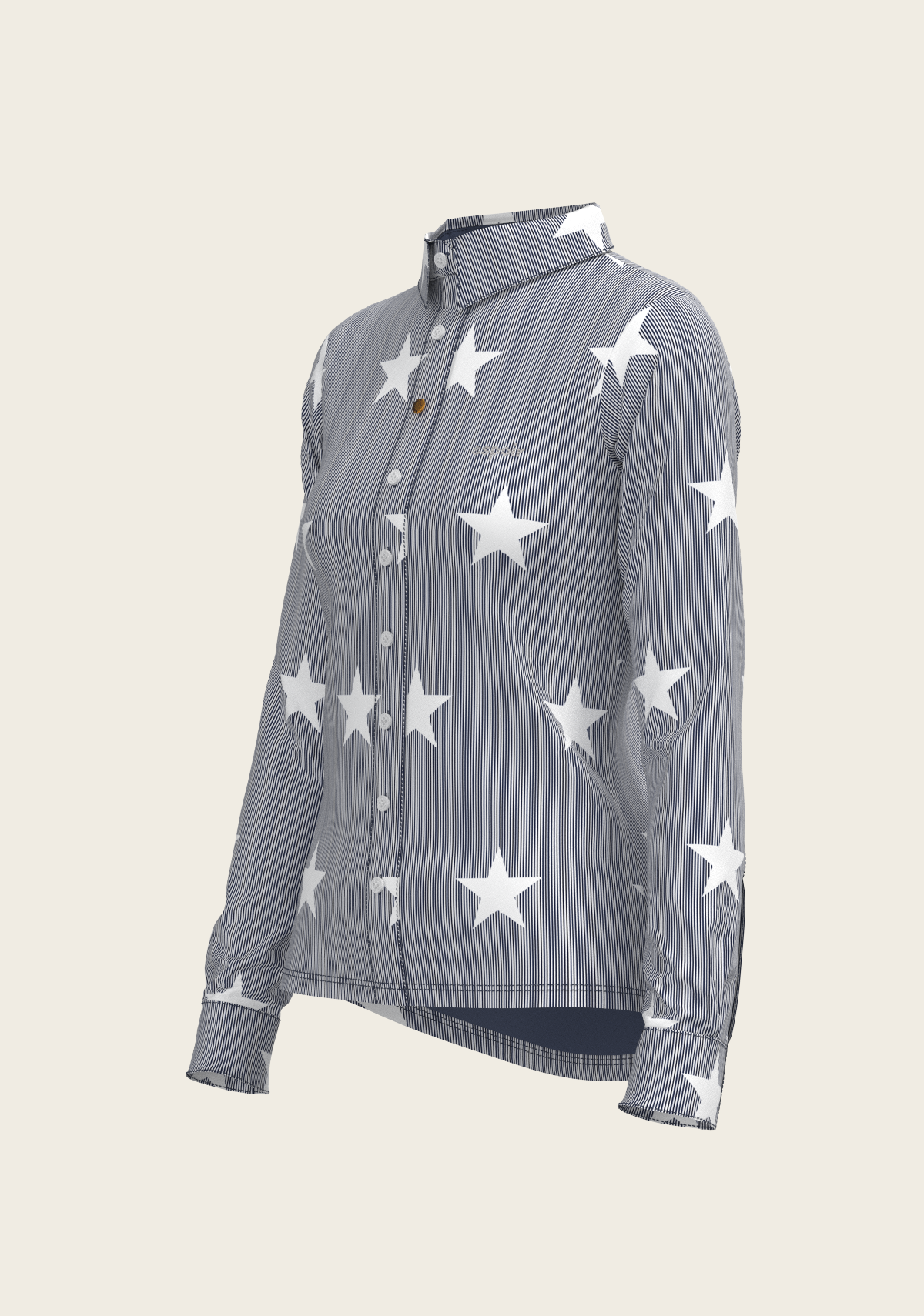  Stars on Blue Stripes Ladies Button Shirt