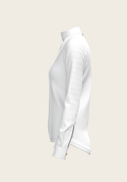  White with Grey Stripes Pleated Long Sleeve Show Shirt