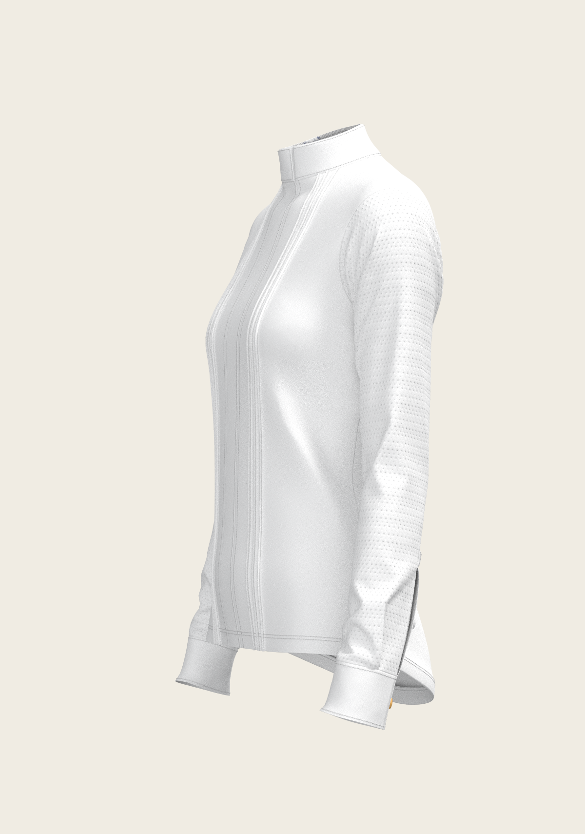  White with Grey Stripes Pleated Long Sleeve Show Shirt