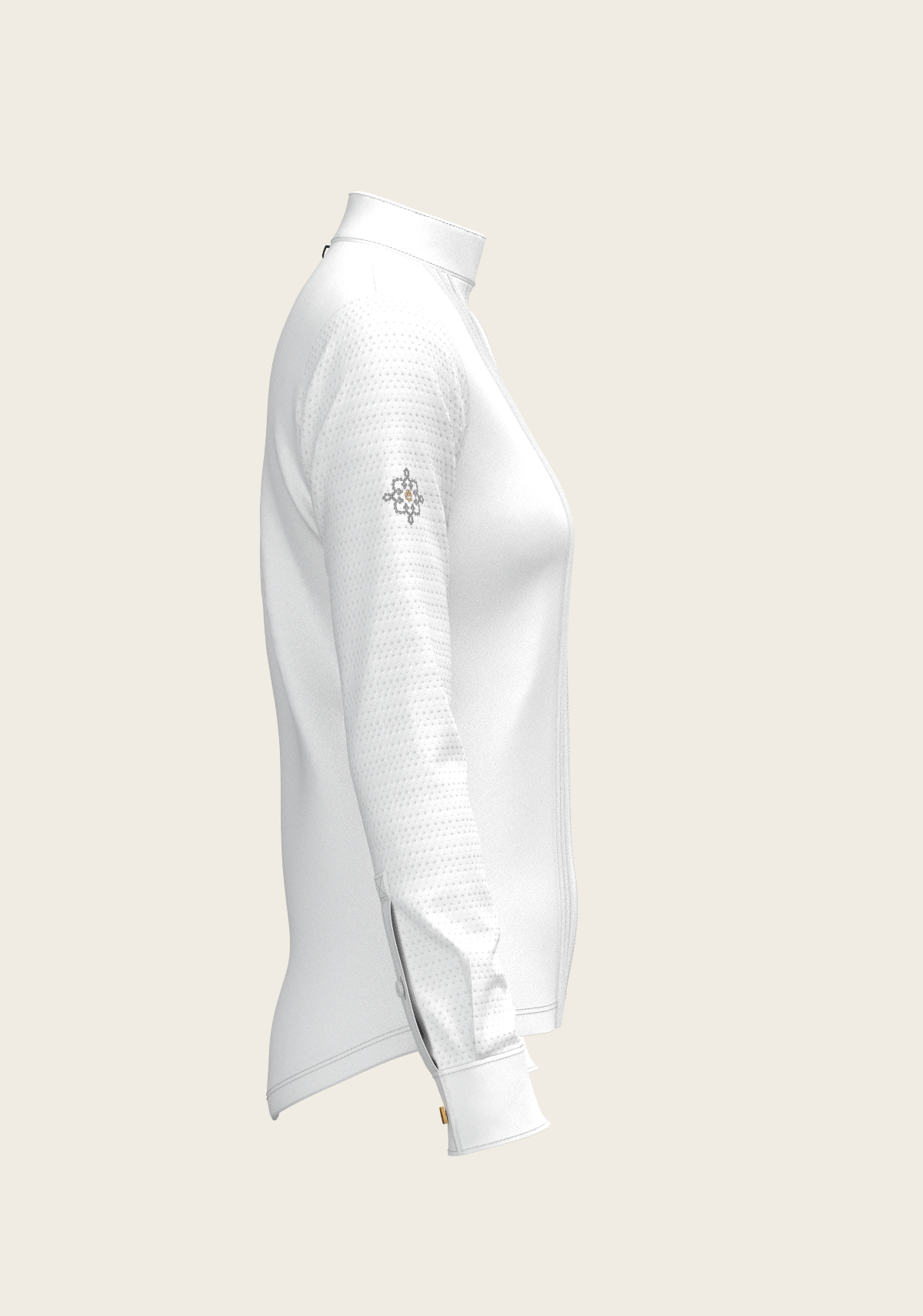  White with Grey Stripes Pleated Long Sleeve Show Shirt