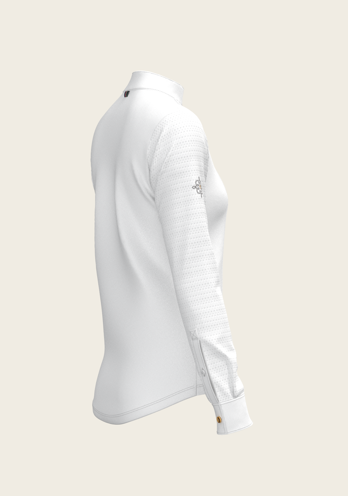  White with Grey Stripes Pleated Long Sleeve Show Shirt