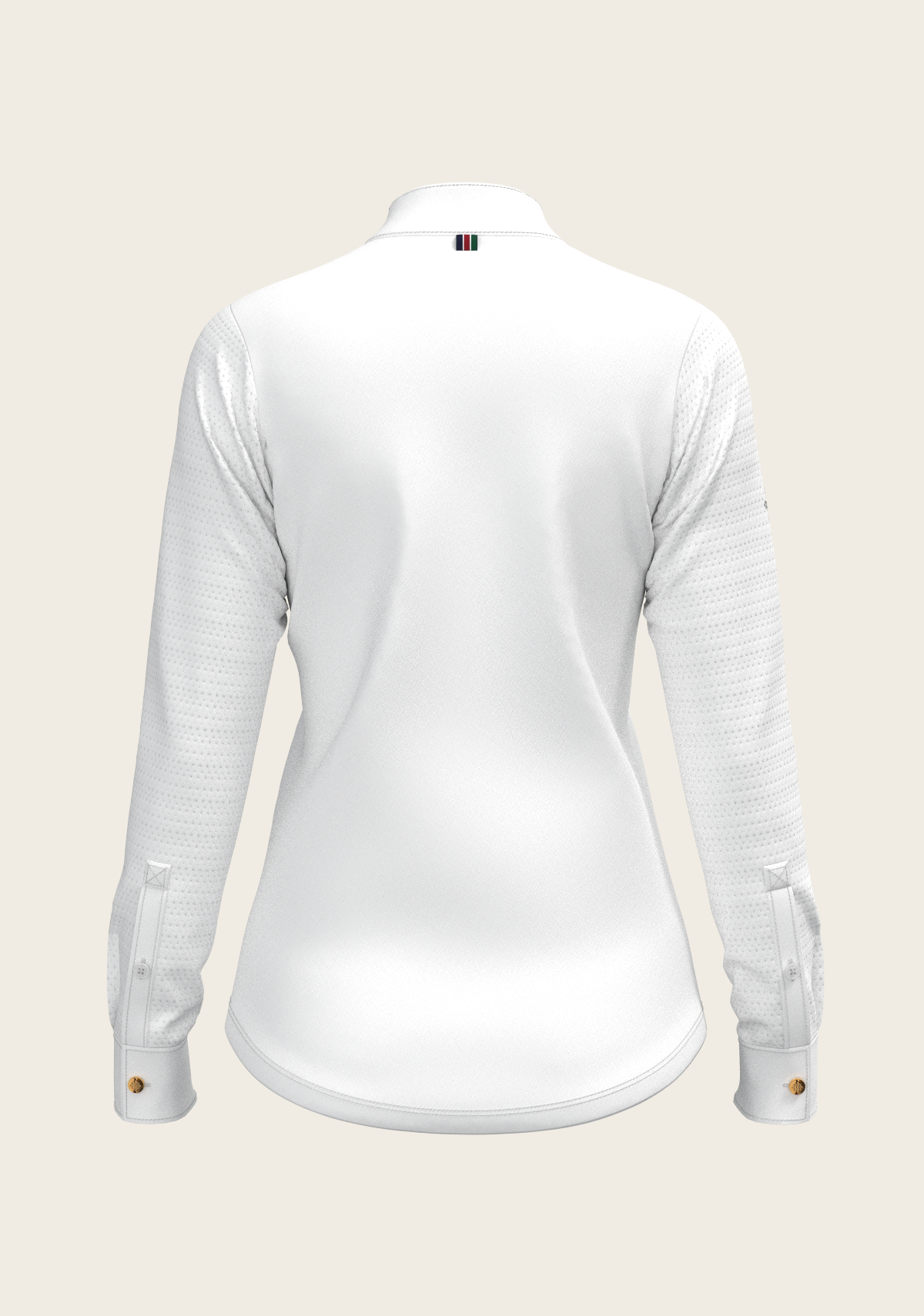 White with Grey Stripes Pleated Long Sleeve Show Shirt