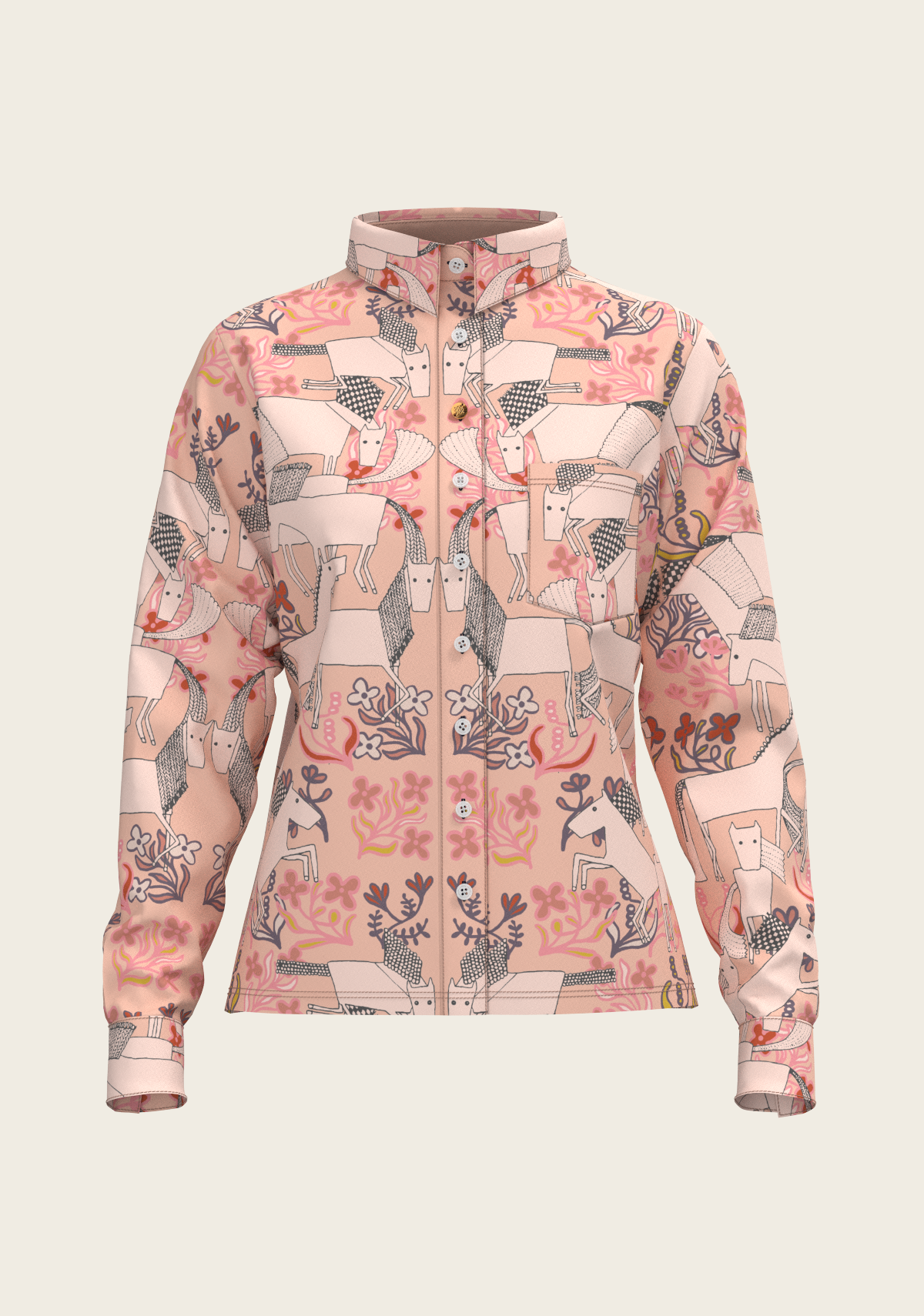  Maize on Peach Loose Fitting Button Shirt