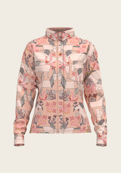  Maize on Peach Loose Fitting Button Shirt