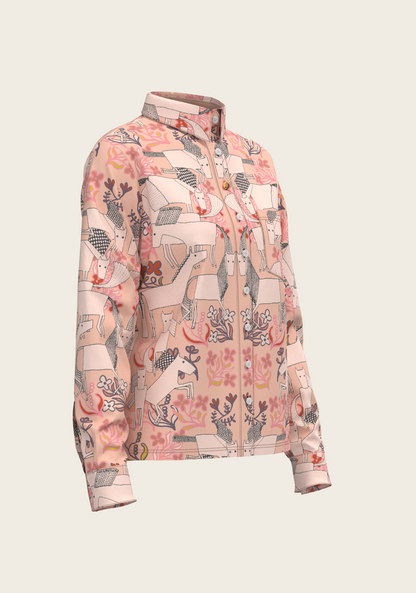  Maize on Peach Loose Fitting Button Shirt