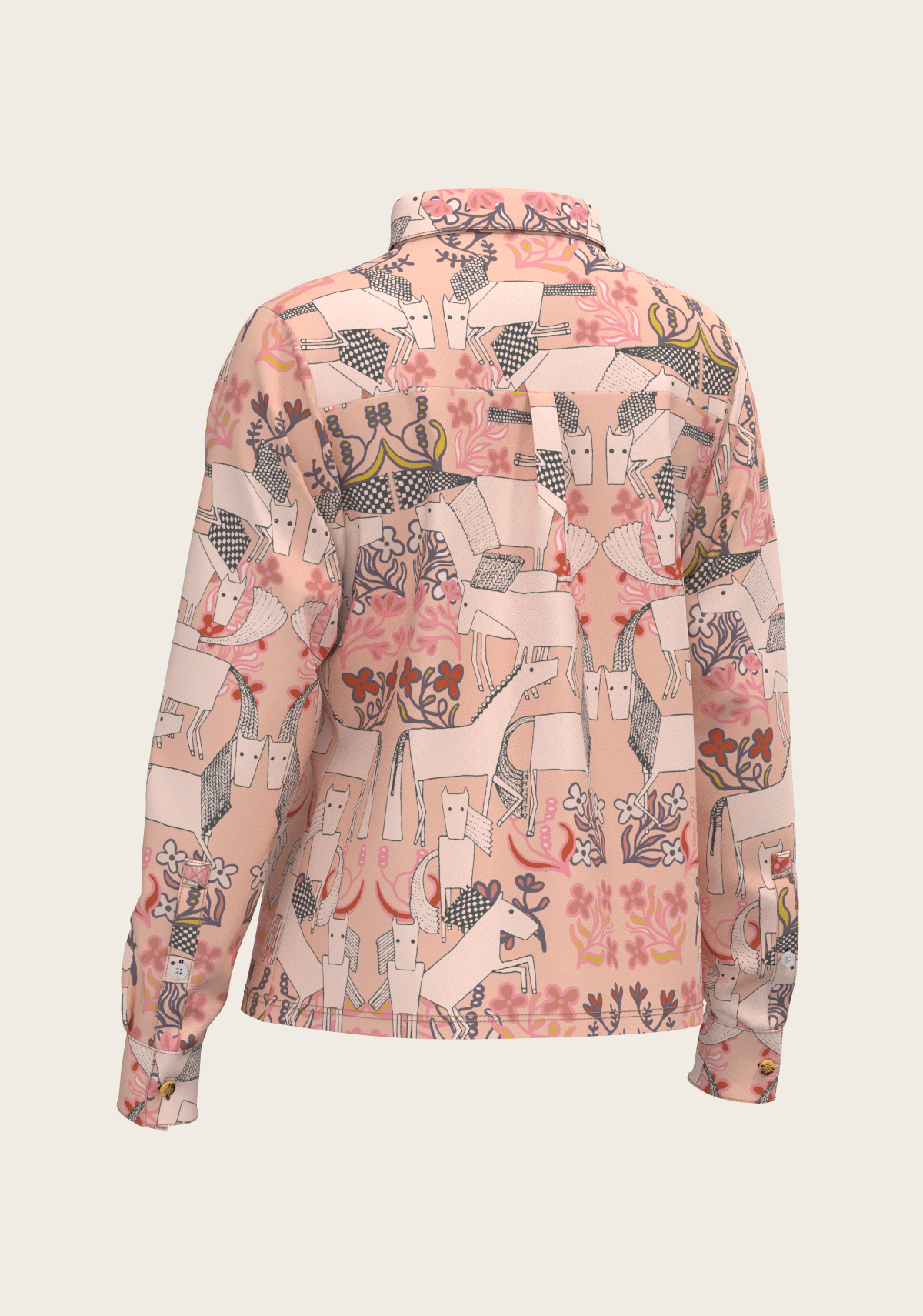  Maize on Peach Loose Fitting Button Shirt