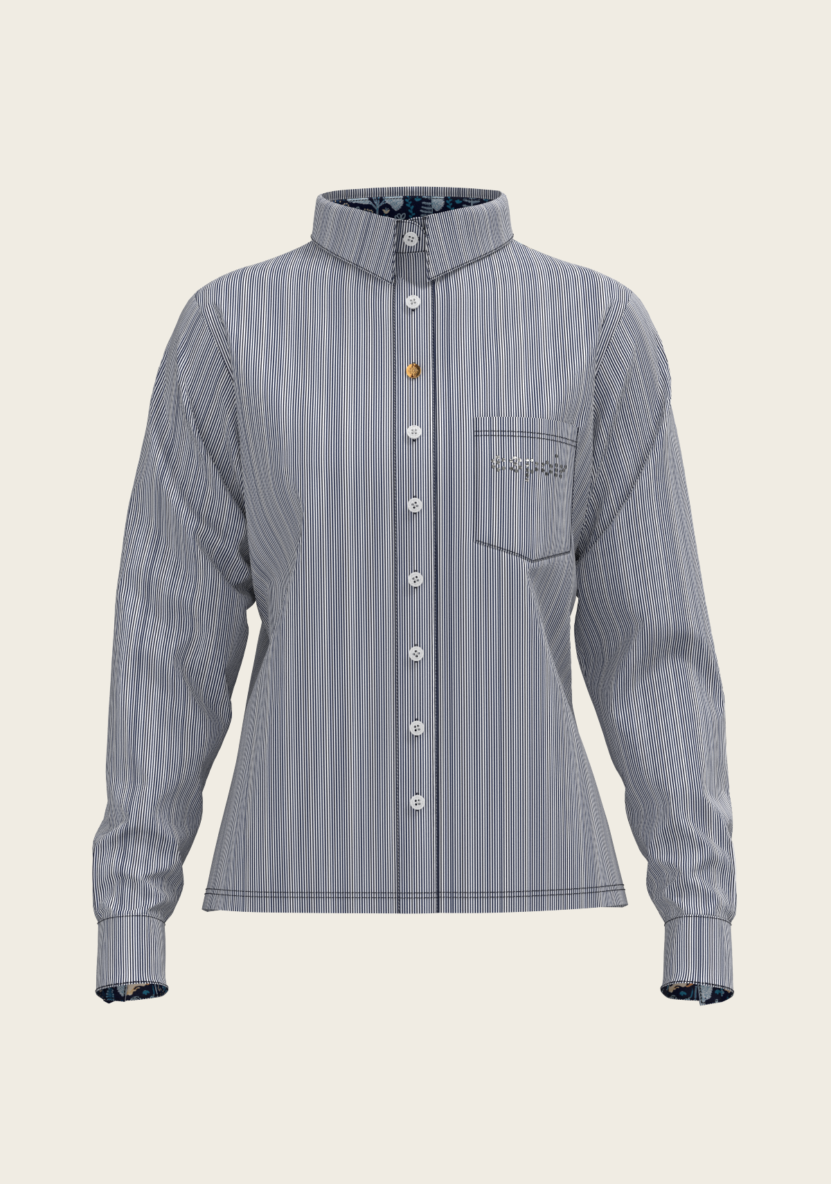  Stripes on Navy Loose Fitting Button Shirt
