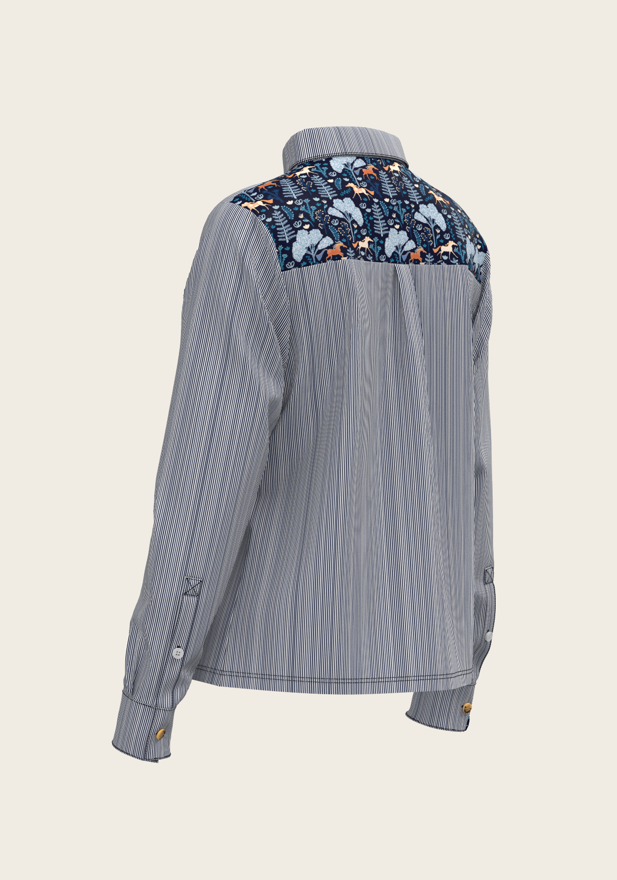  Stripes on Navy Loose Fitting Button Shirt