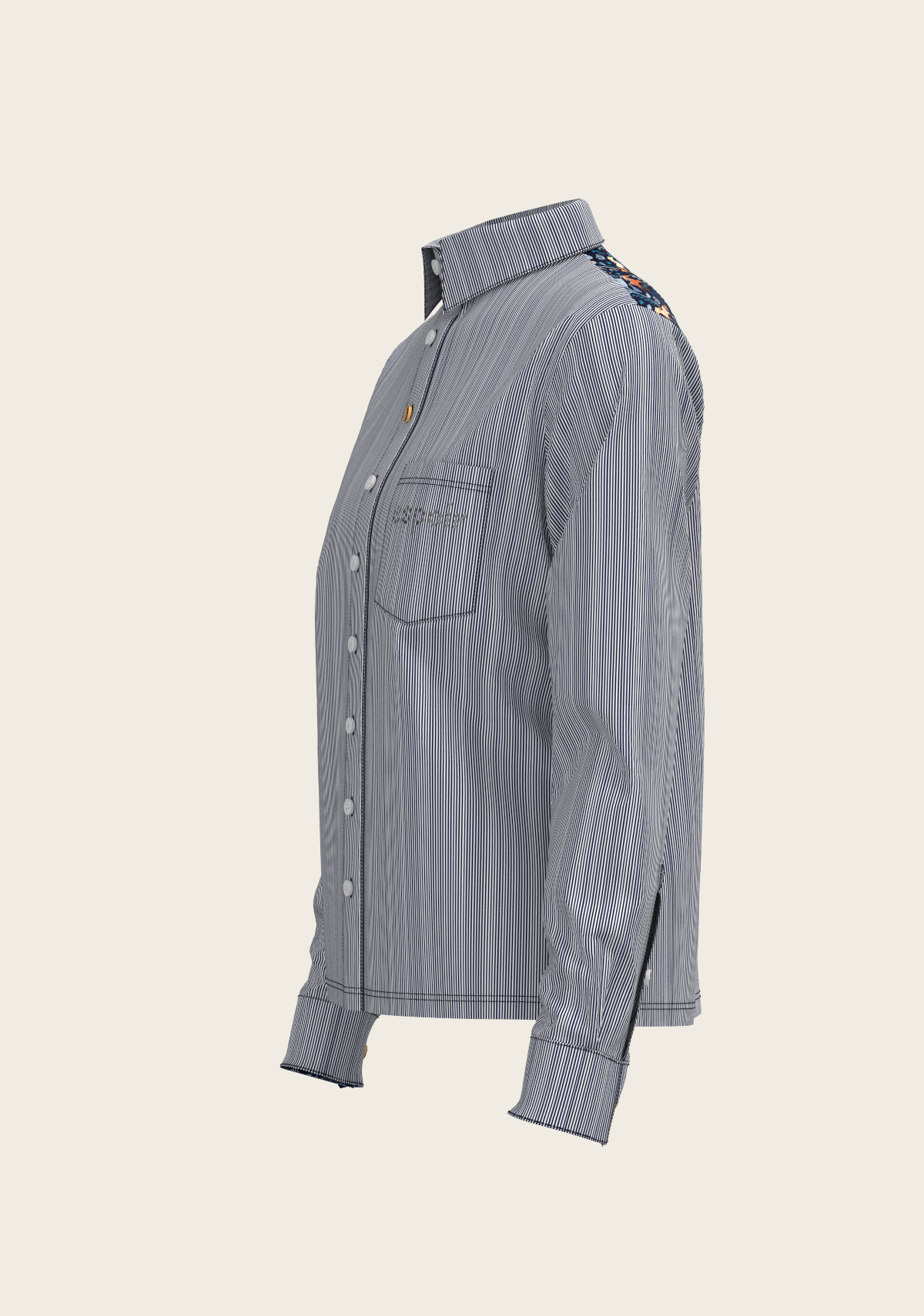  Stripes on Navy Loose Fitting Button Shirt