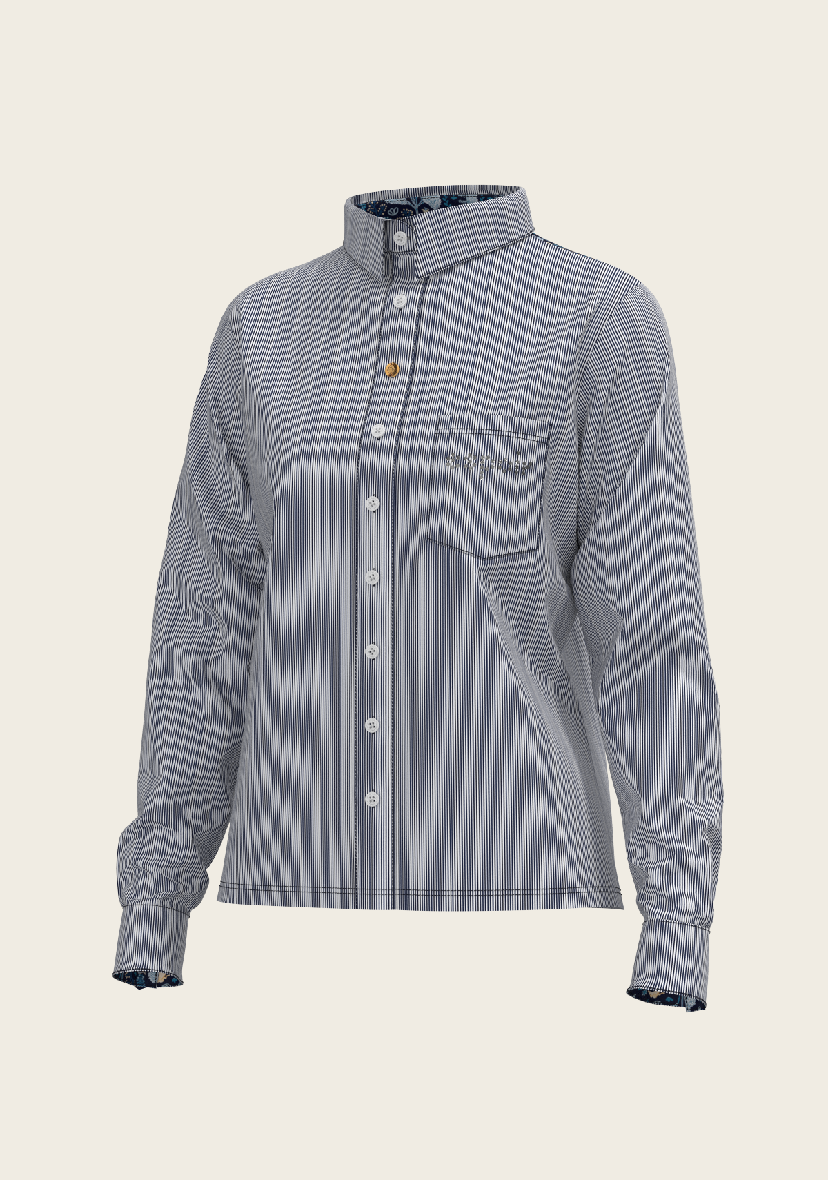  Stripes on Navy Loose Fitting Button Shirt