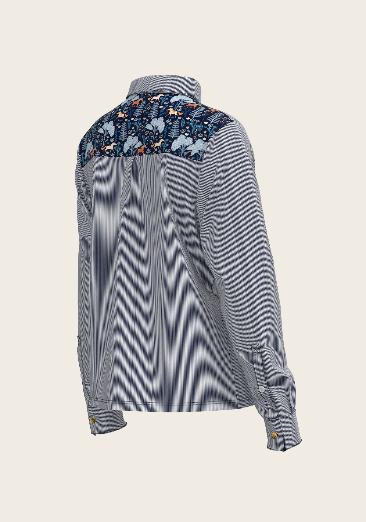  Stripes on Navy Loose Fitting Button Shirt