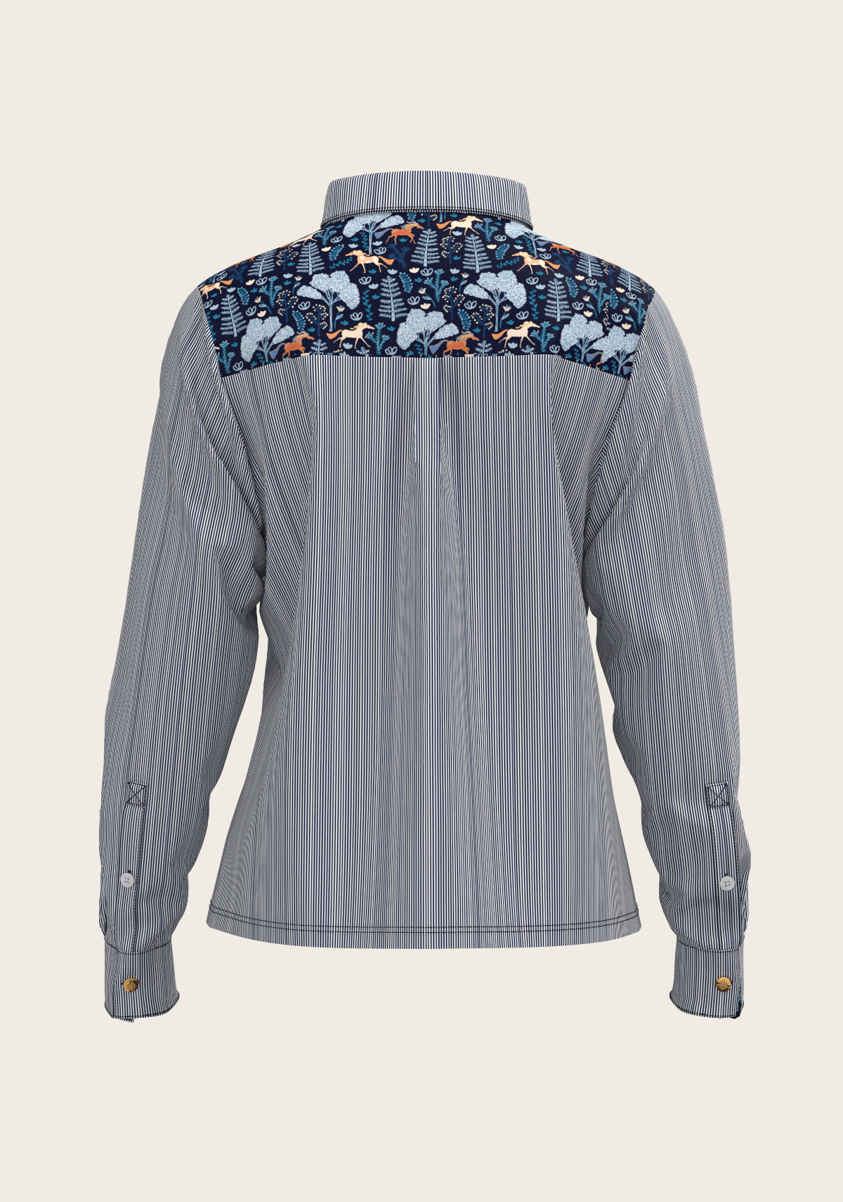  Stripes on Navy Loose Fitting Button Shirt