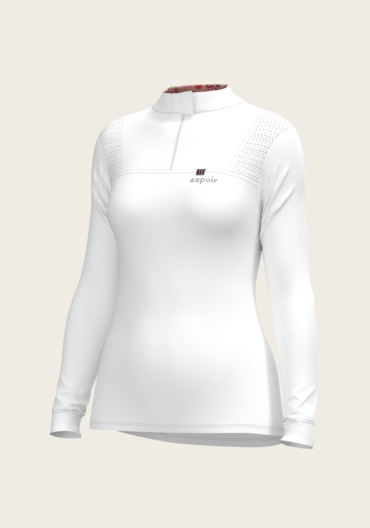  White with Bouquet on Rose Inner Long Sleeve Sport Show Shirt