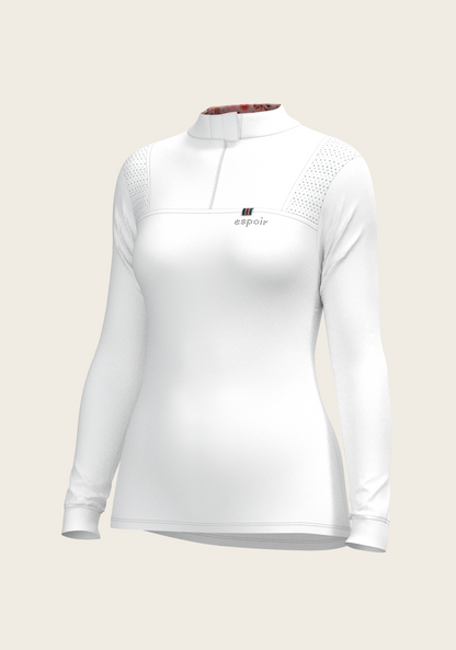  White with Bouquet on Rose Inner Long Sleeve Sport Show Shirt