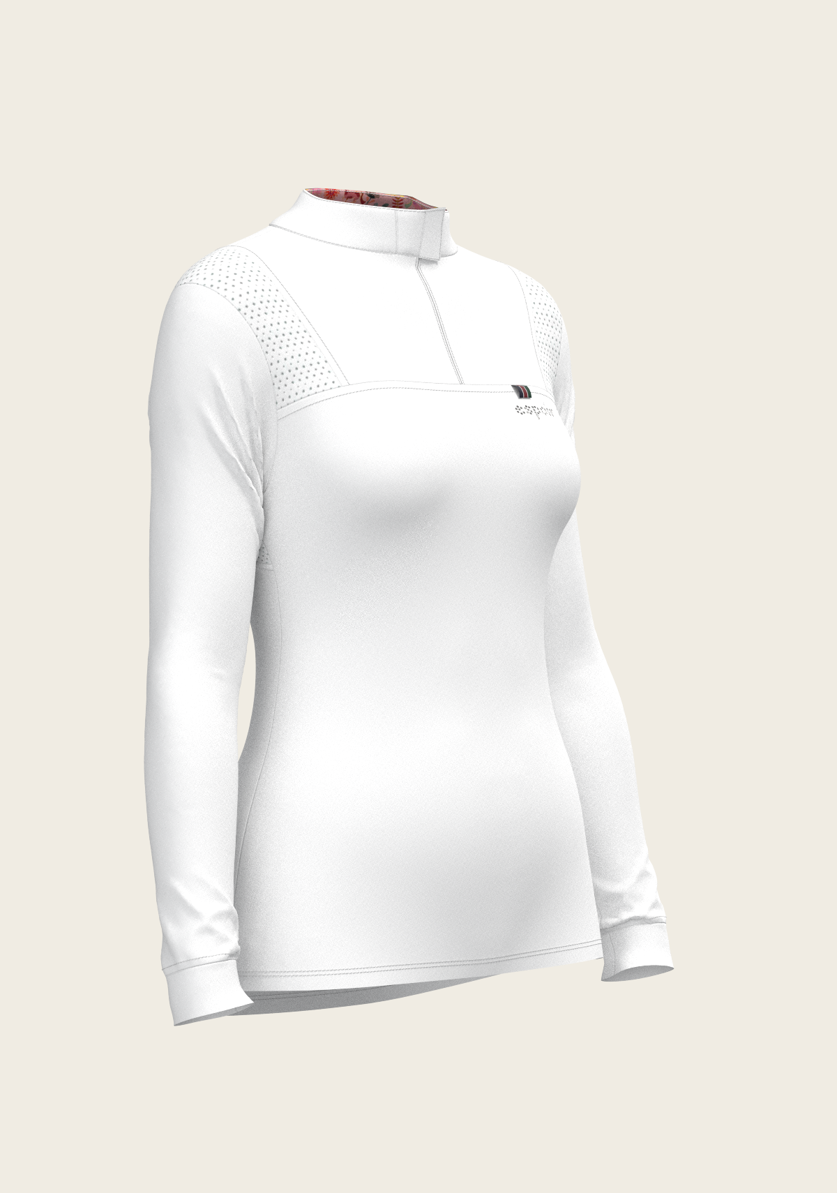  White with Bouquet on Rose Inner Long Sleeve Sport Show Shirt
