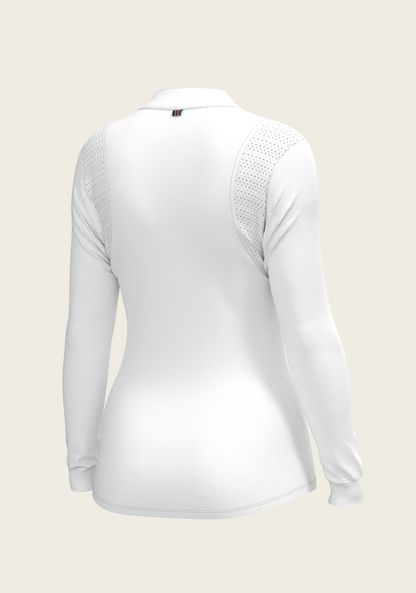  White with Bouquet on Rose Inner Long Sleeve Sport Show Shirt