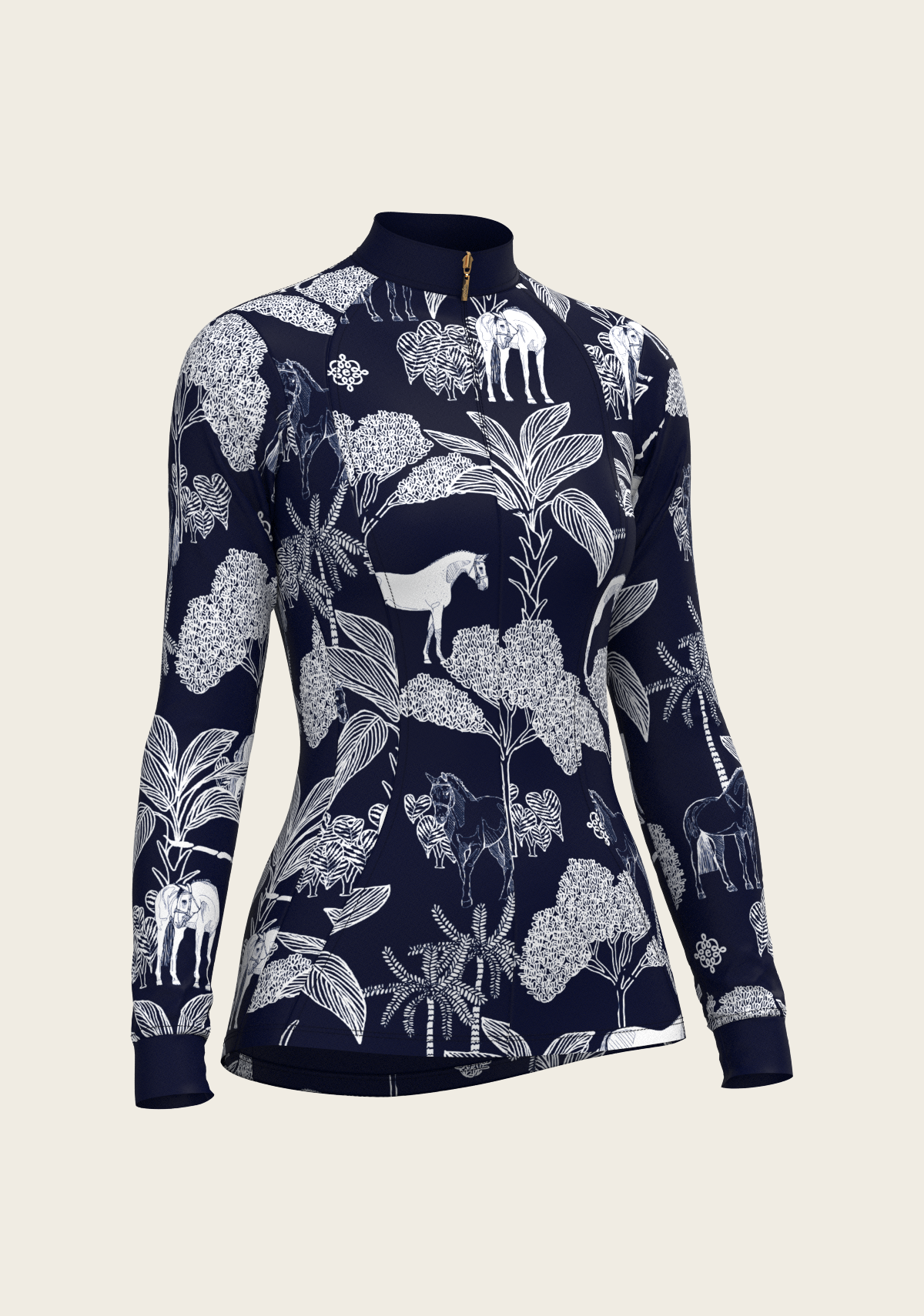  Island Horses on Navy Quarter Zip Sun Shirt
