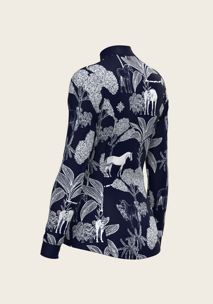  Island Horses on Navy Quarter Zip Sun Shirt