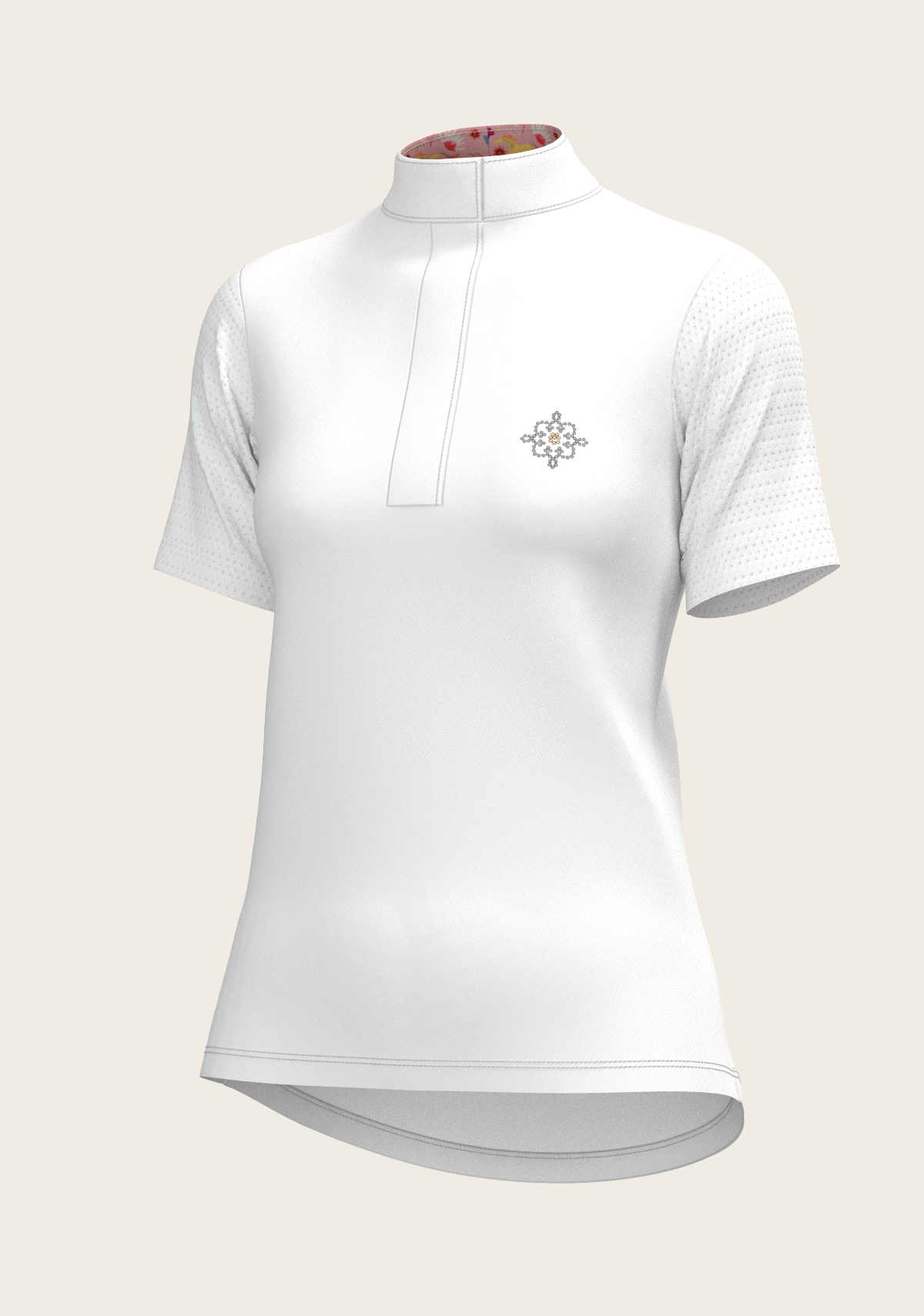 White with Bouquet on Rose Inner Details Short Sleeve Show Shirt