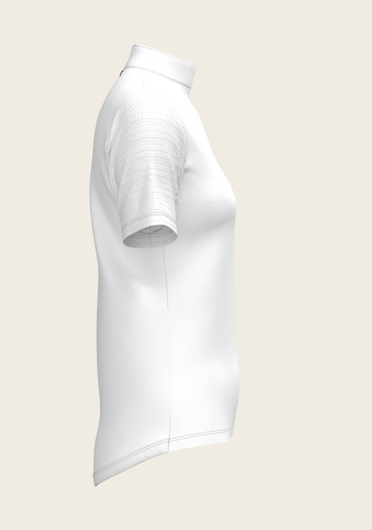  White with Navy Stripes Inner Details Short Sleeve Show Shirt