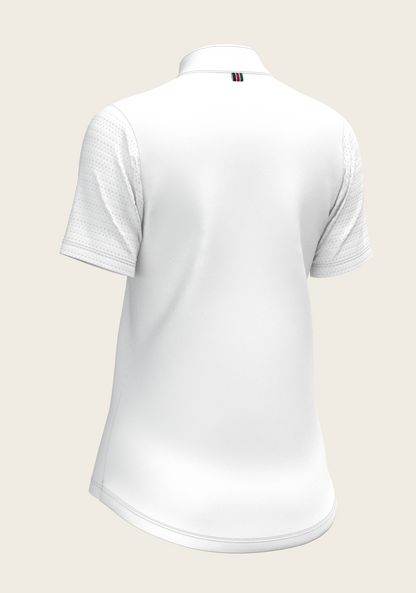 White with Navy Stripes Inner Details Short Sleeve Show Shirt