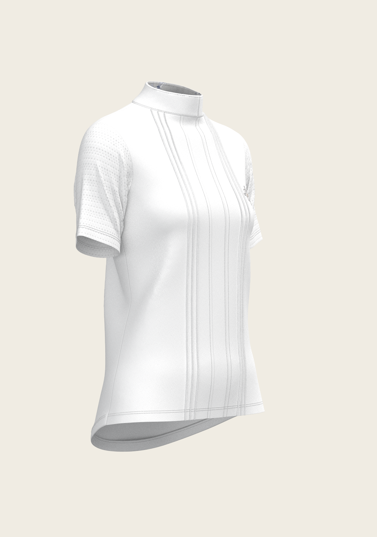 White with Grey Stripes Pleated Short Sleeve Show Shirt