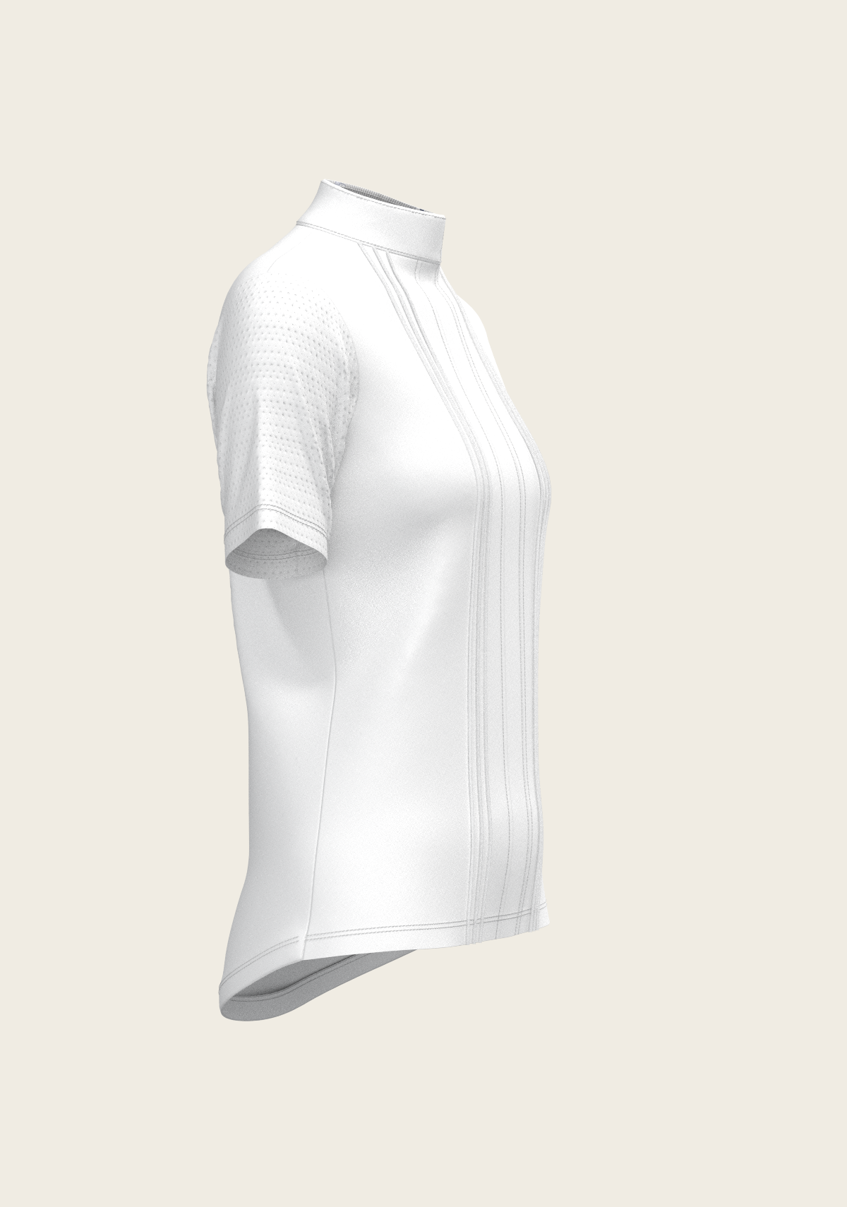 White with Grey Stripes Pleated Short Sleeve Show Shirt