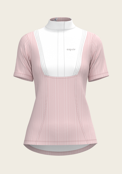 Stripes in Rose Short Pleated Short Sleeve Show Shirt