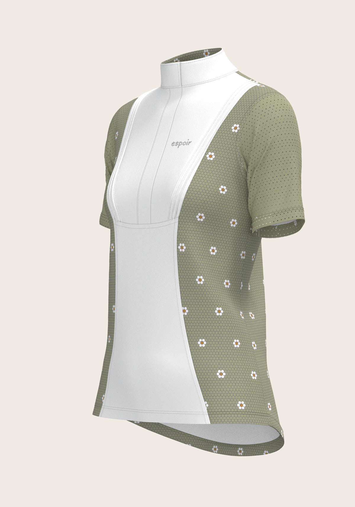 Mosaic Daises in Olive Short Pleated Short Sleeve Show Shirt