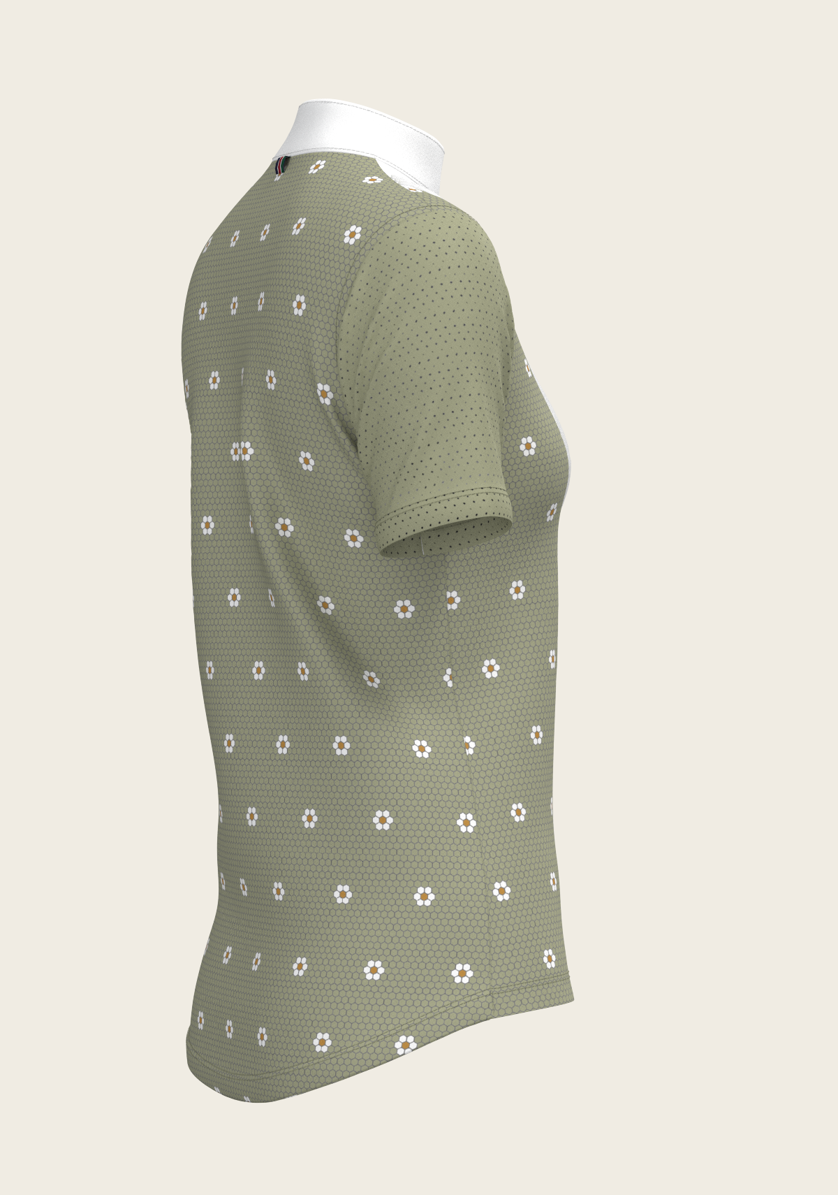 Mosaic Daises in Olive Short Pleated Short Sleeve Show Shirt