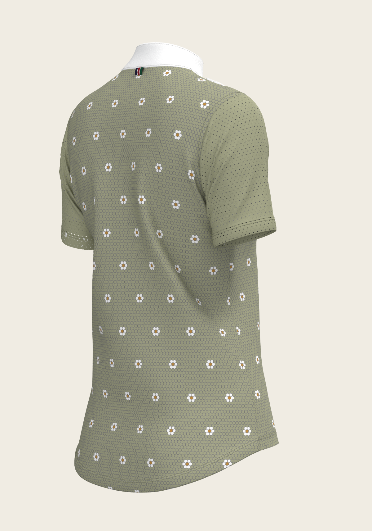 Mosaic Daises in Olive Short Pleated Short Sleeve Show Shirt