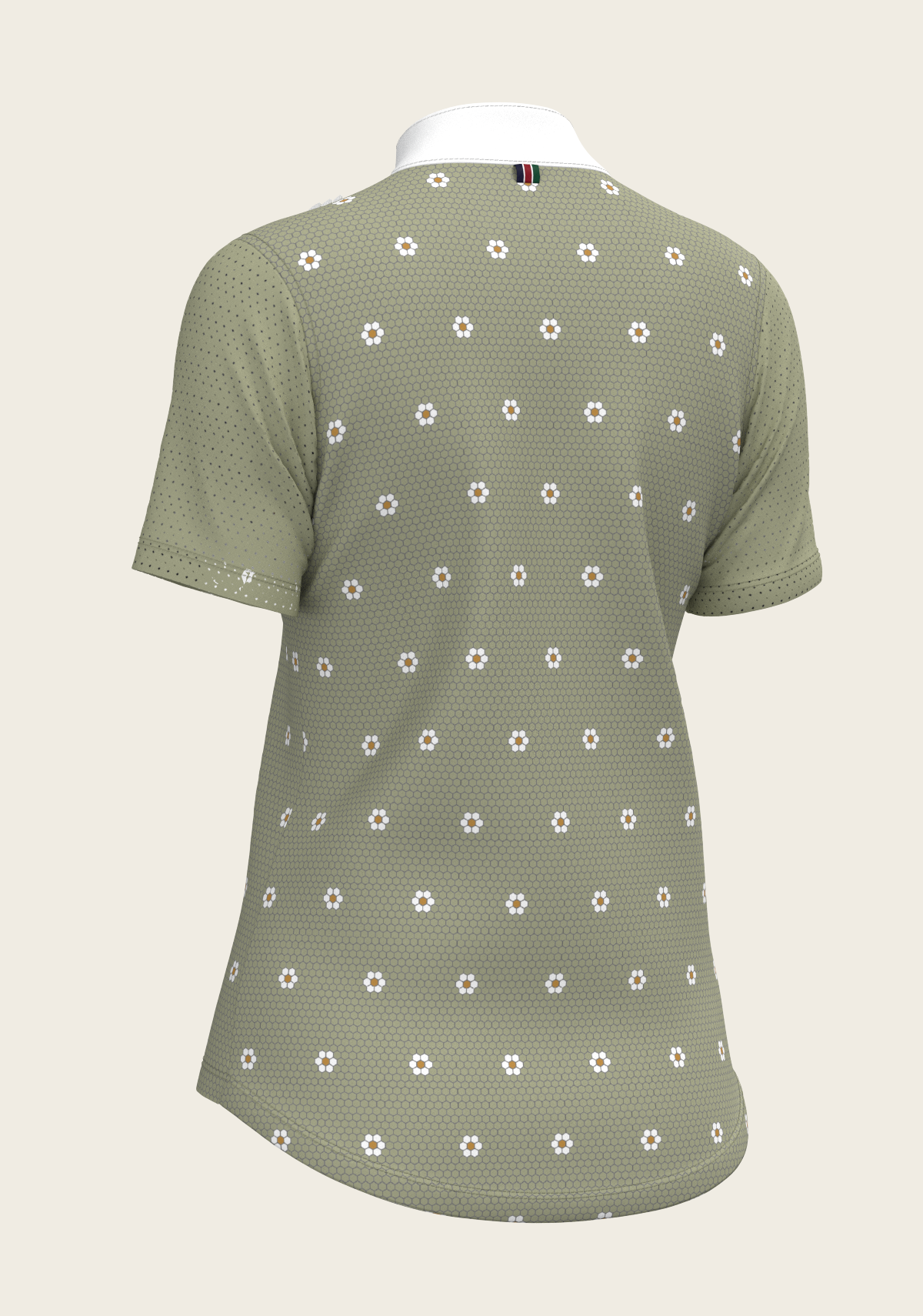 Mosaic Daises in Olive Short Pleated Short Sleeve Show Shirt