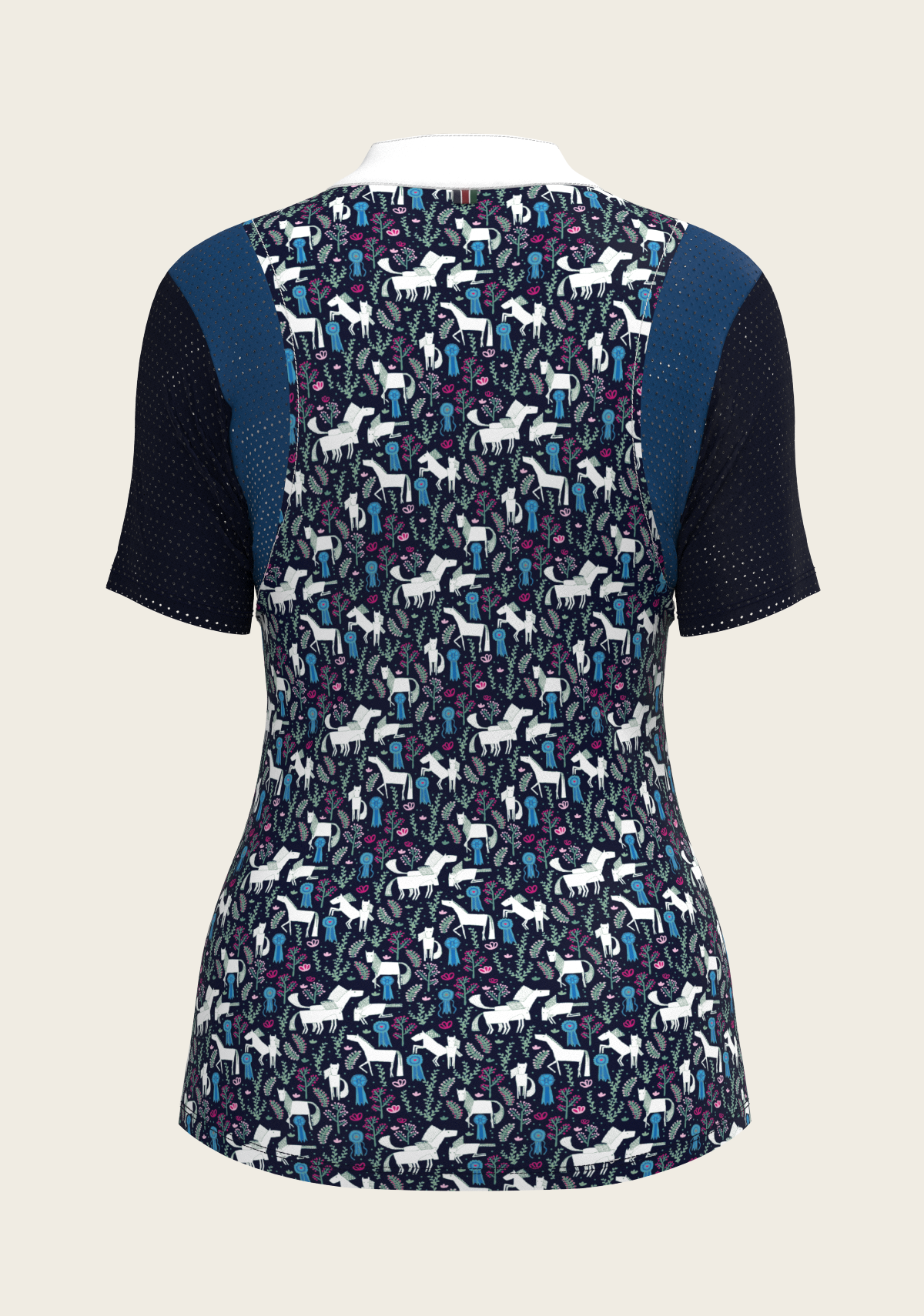  White with Navy & Royal Blue Short Sleeve Sport Show Shirt