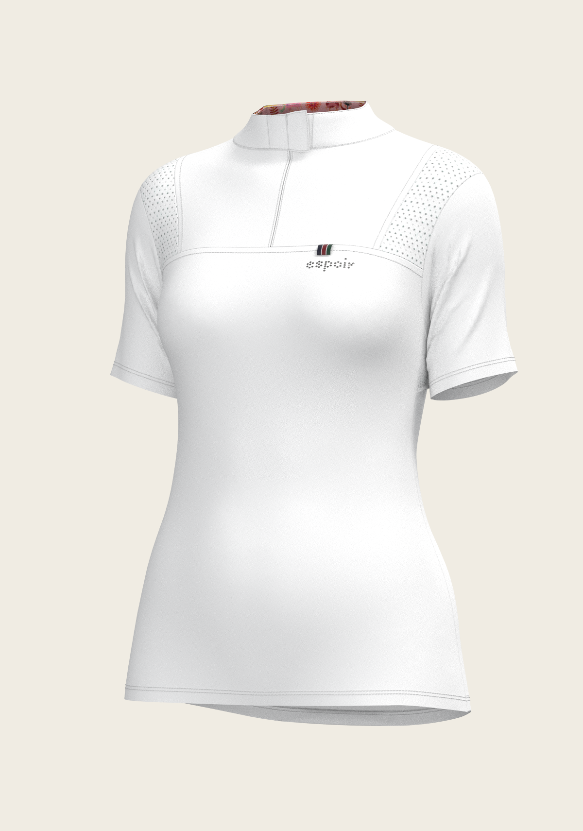White with Bouquet on Rose Inner Short Sleeve Sport Show Shirt