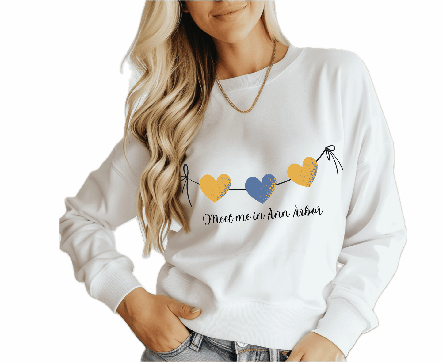 Customizable: Yellow and Blue Tri-Heart Crewneck