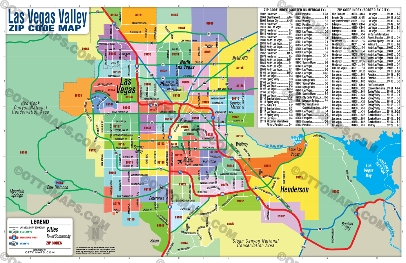 Las Vegas Valley Zip Code Map - POSTER PRINTS