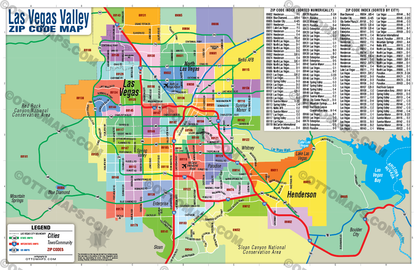 Las Vegas Valley Zip Code Map - POSTER PRINTS