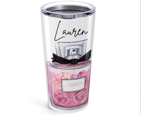 Customizable: Floral Perfume Tumbler 20oz | Elegant Drinkware Gift | Perfect for Birthdays, Weddings, Anniversaries, Floral Lovers, Home Decor